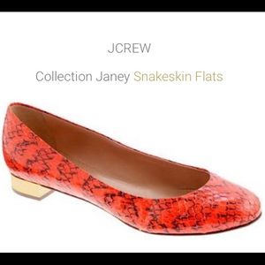 J. Crew Collection Orange Snakeskin Janey Flat